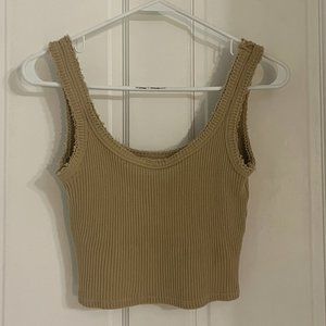 Urban Outfitters Khaki Ribbed Crop Top
